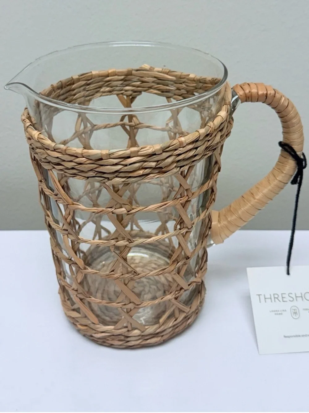 New Threshold 43.95oz Woven Rattan Beverage Pitcher 2026 Collection Hard to Find